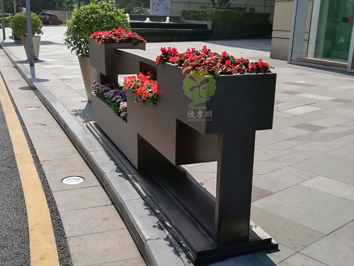 不銹鋼道路隔離花箱馬路景觀花盆